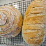 photo of two loaves of sourdough bread from Jake's Traditional Sourdough Bread Recipe.